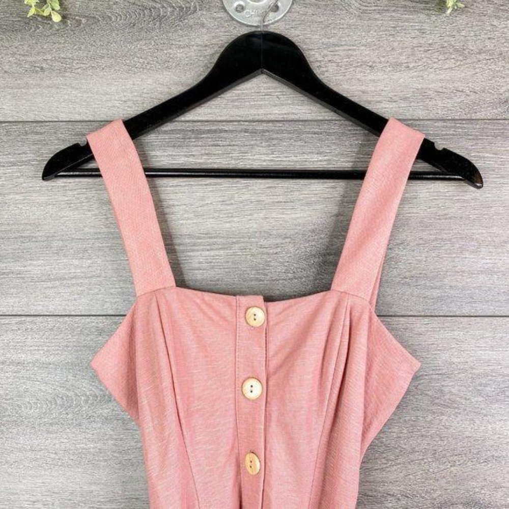 NWT Topshop Blush Pink Belted Button Front Dress 4 - Picture 2 of 5